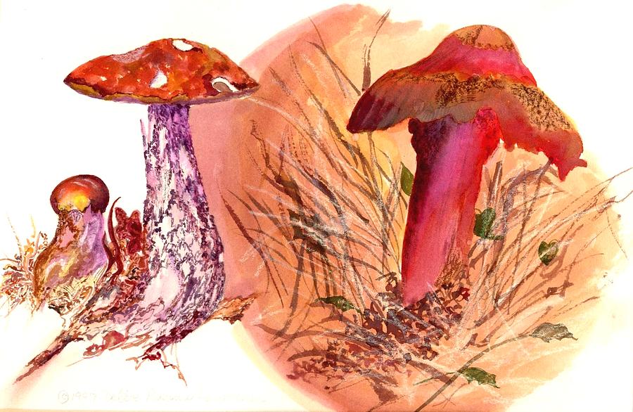 Mushroom Family Painting by Debbie Lewis