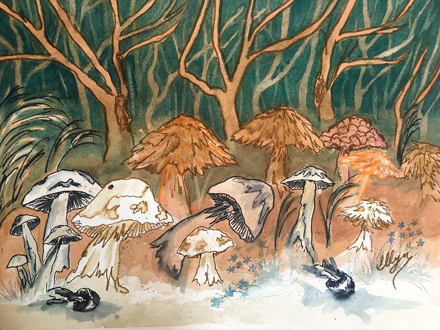 Mushroom Forest  Painting by Ellen Levinson