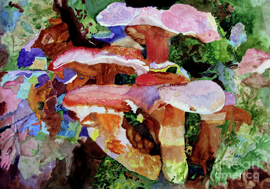 Mushroom Garden Painting by Sandy McIntire