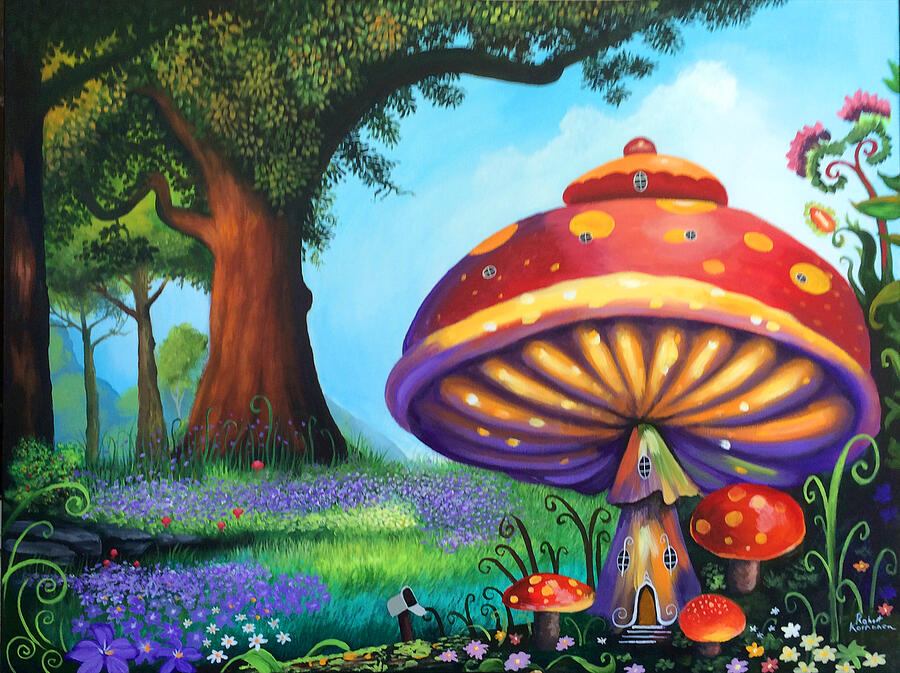 Mushroom House Painting by Robert Korhonen - Fine Art America