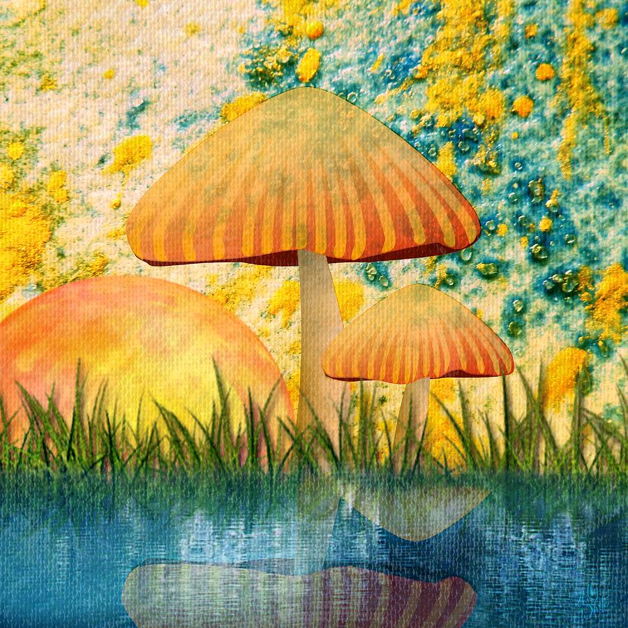 Mushroom Sunset Mixed Media by Ally  White