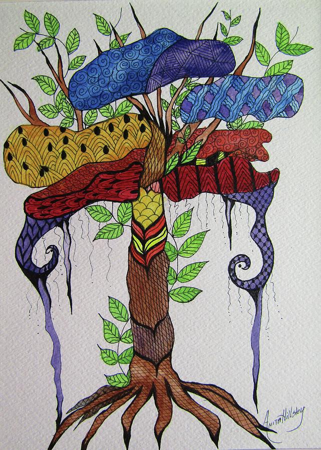 Mushroom Tree Painting by Anita Hillsley