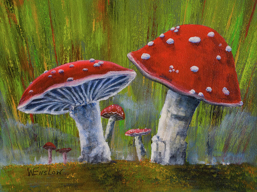 Mushrooms Painting by Wayne Enslow