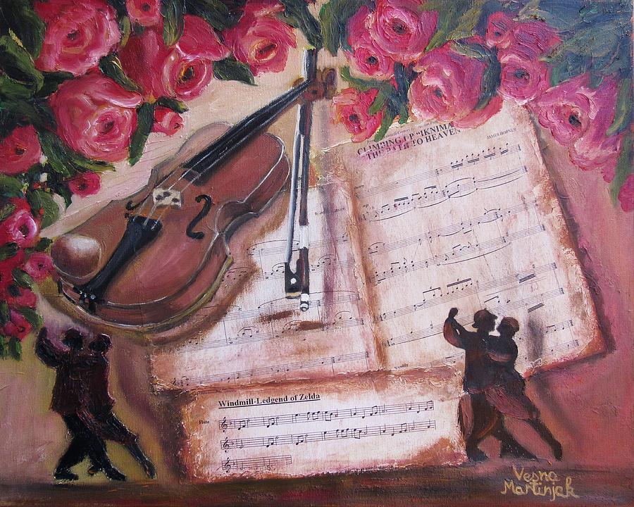  Music And Roses Mixed Media by Vesna Martinjak