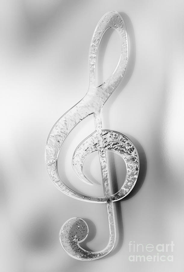 Music clef on abstract background. Music concept. Glass and metal effect.  Digital Art by Jozef Klopacka - Fine Art America