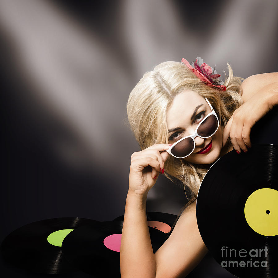 Music DJ girl holding audio vinyl record Photograph by Jorgo Photography