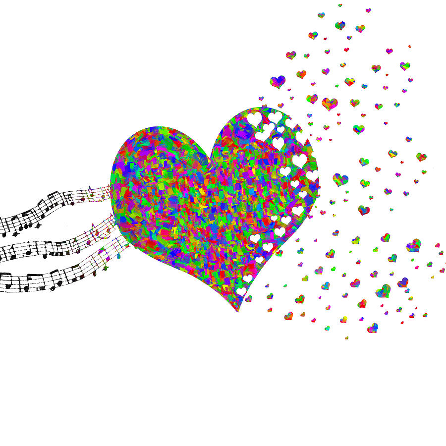 Music fuels love rainbow colors Digital Art by Denise Beverly