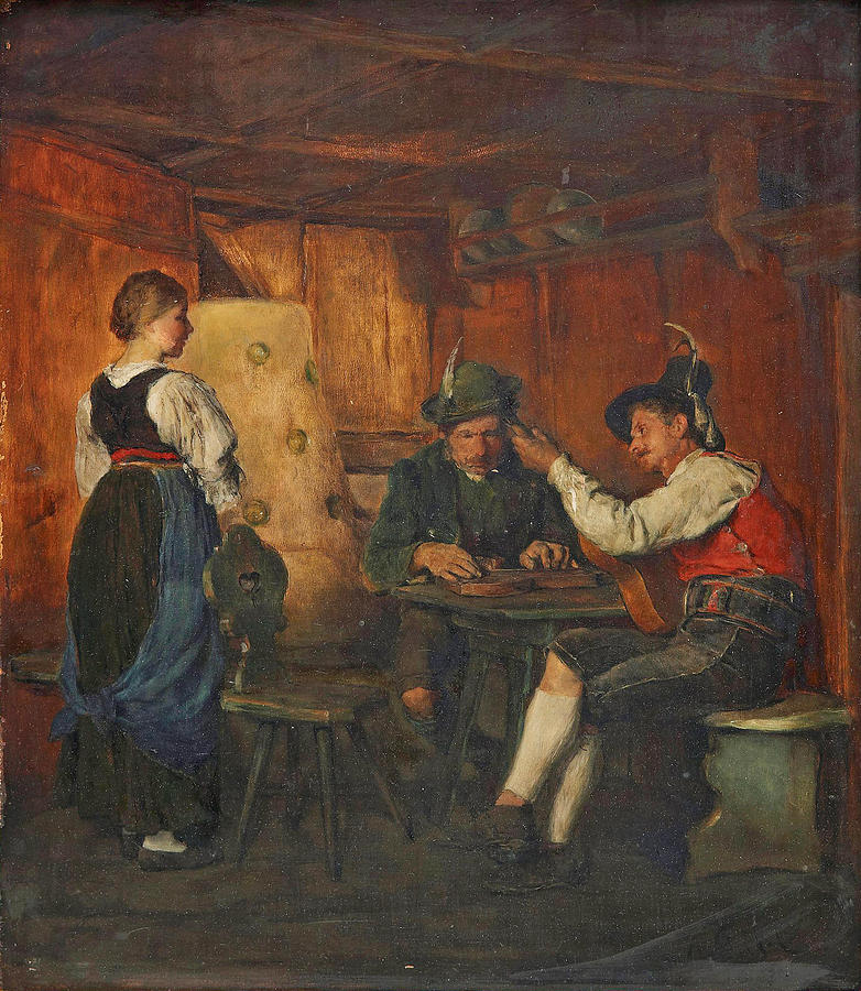 Music lessons Painting by Alois Gabl