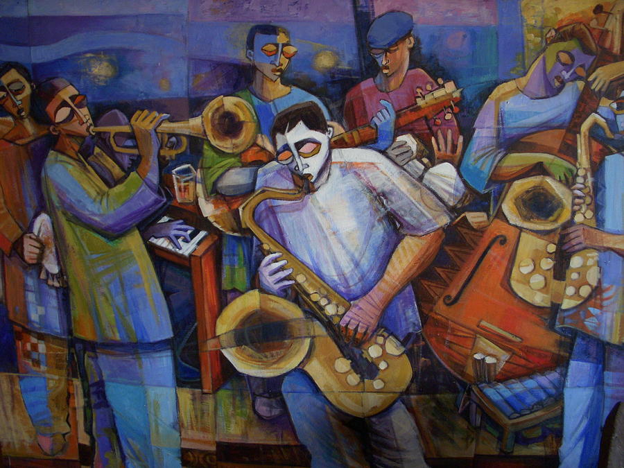 Music makers 2 Painting by Gbenga Offo Music makers 2 Painting by Gbenga Offo