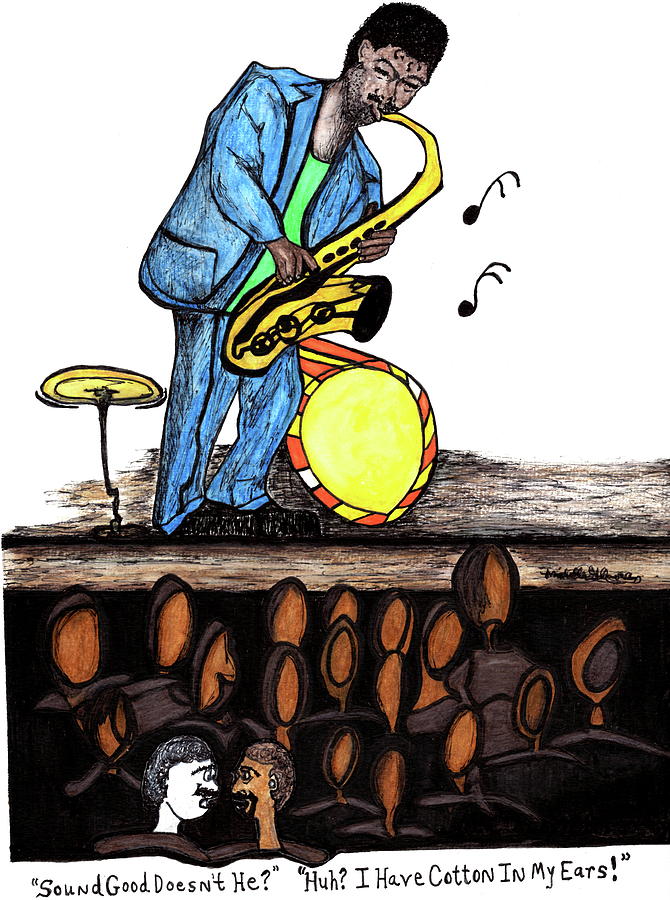 Music Man Cartoon Mixed Media by Michelle Gilmore