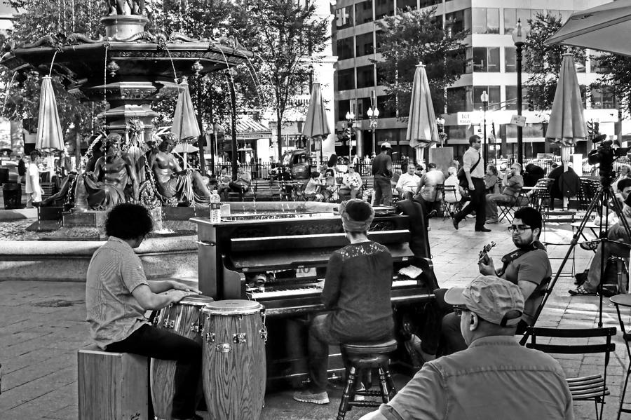 Music on The Boston Common Boston MA Black and White Photograph by Toby McGuire
