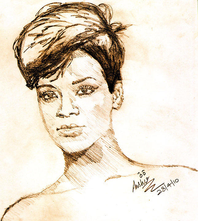 Rihanna RUSSIAN ROULETTE Drawing by Anshu Kaulitz - Fine Art America