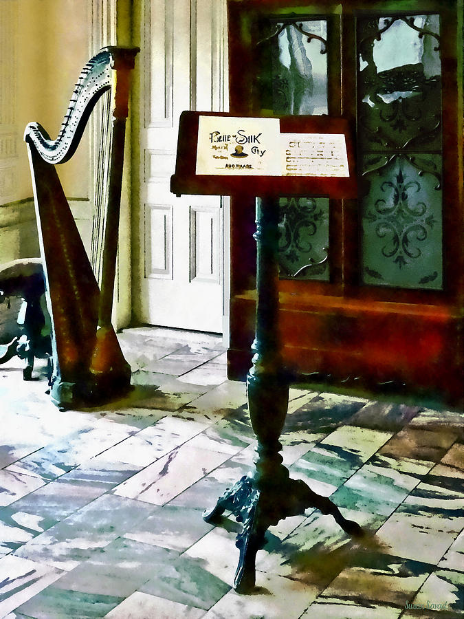 Music Room With Harp Photograph by Susan Savad