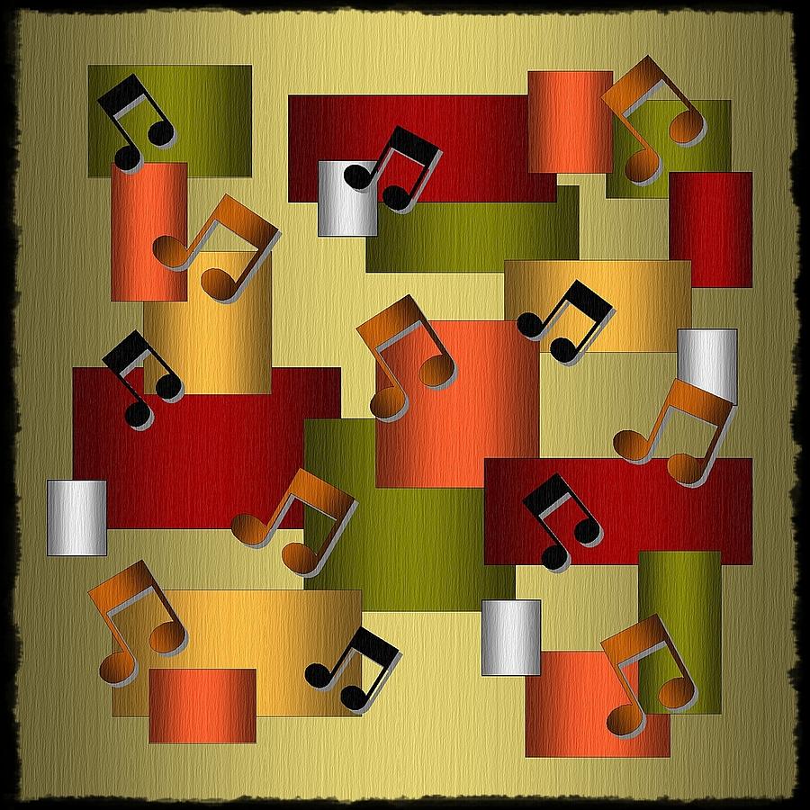 Music Series Golden Notes Abstract Digital Art by Terry Mulligan