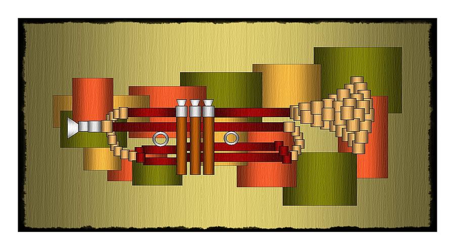 Music Series Horizontal Horn Abstract Digital Art by Terry Mulligan