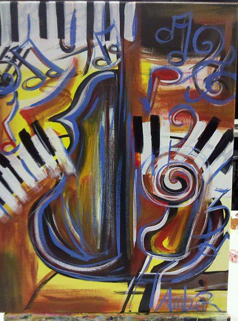 Guitar Still Life Painting - Music to my ears by Amberleigh Shaffield