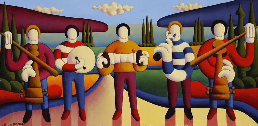 Music Trad Session With Five Soft Musicians Painting by Alan Kenny