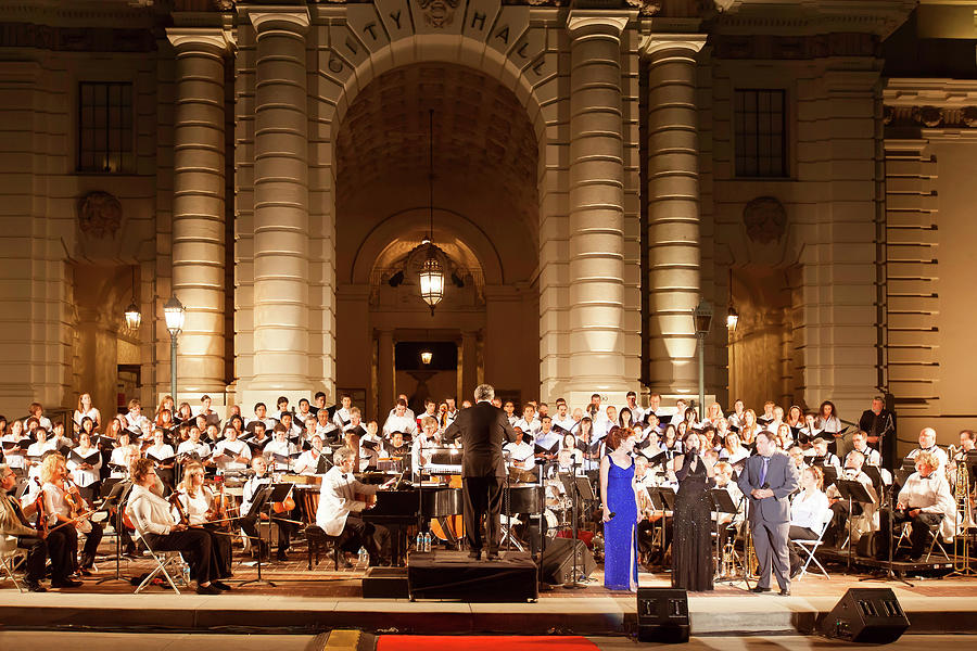 Music Under the Stars - Symphony at Pasadena City Hall California Photograph by Ram Vasudev