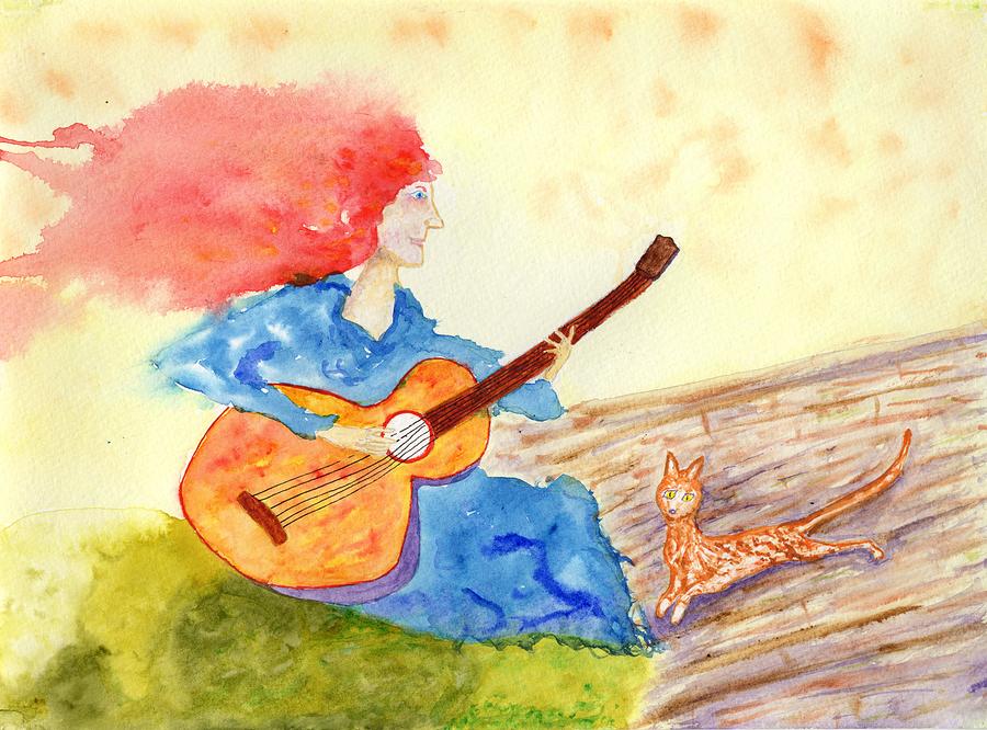 Musical Cat Painting by Jim Taylor