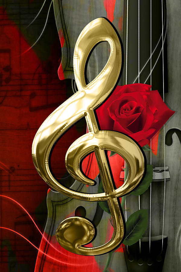 Music Mixed Media - Musical Clef and Violin Art by Marvin Blaine