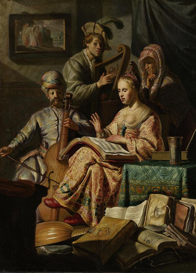 Rembrandt Harmensz. Van Rijn Painting - Musical Company by Celestial Images