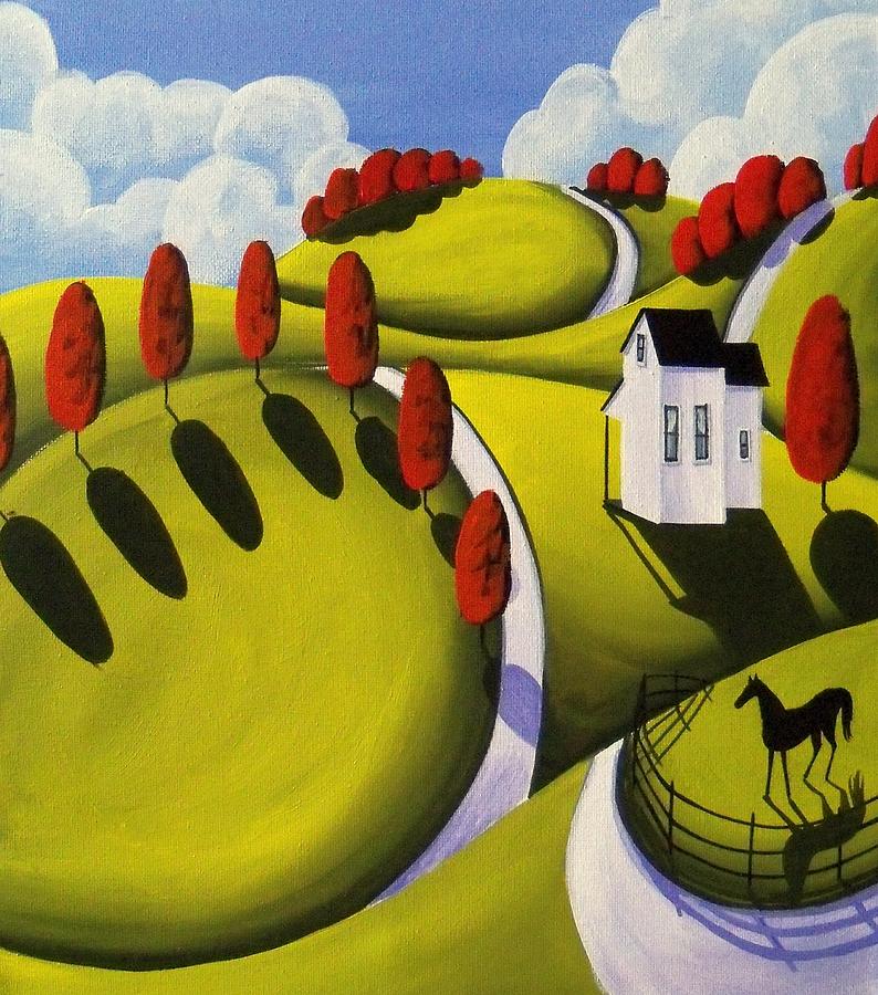 Musical Country - farm modern take landscape Painting by Debbie Criswell