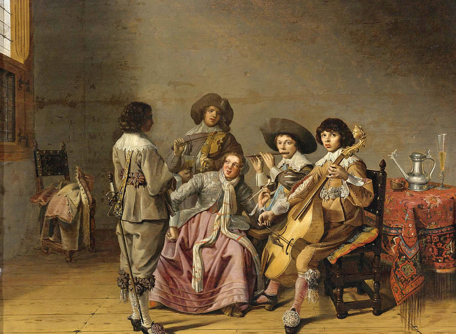 Musical Entertainment Painting by Attributed to David Bailly - Fine Art ...