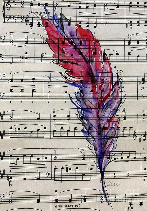 Musical Feather Mixed Media by Tracey Lee Cassin