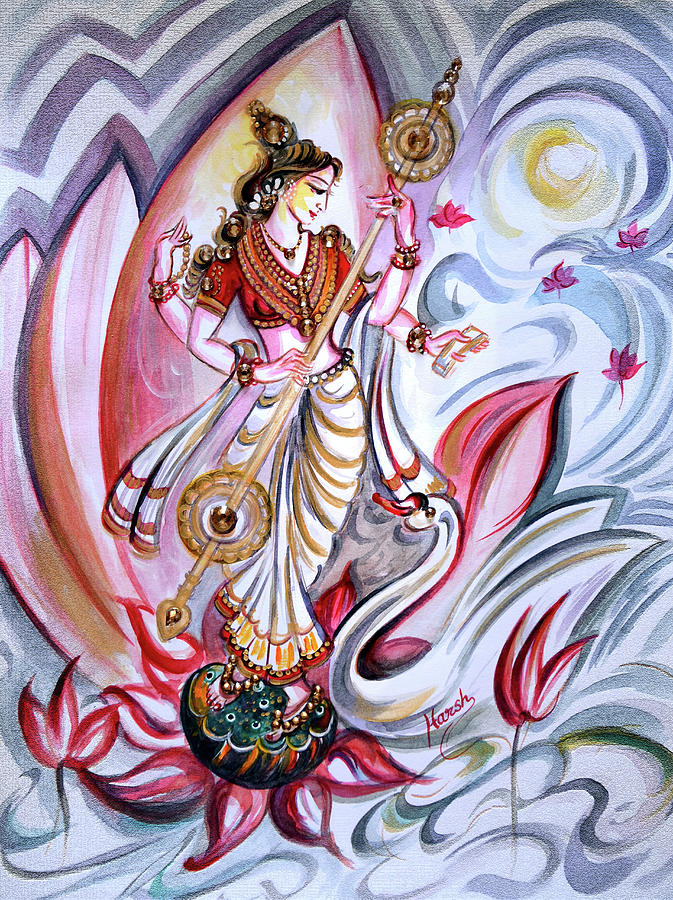 Saraswati Godess of Knowledge Drawing by Abhishek Chauhan - Fine Art America-saigonsouth.com.vn