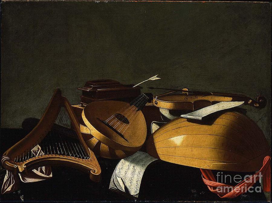 Musical Instruments Attributed to Evaristo Painting by MotionAge Designs