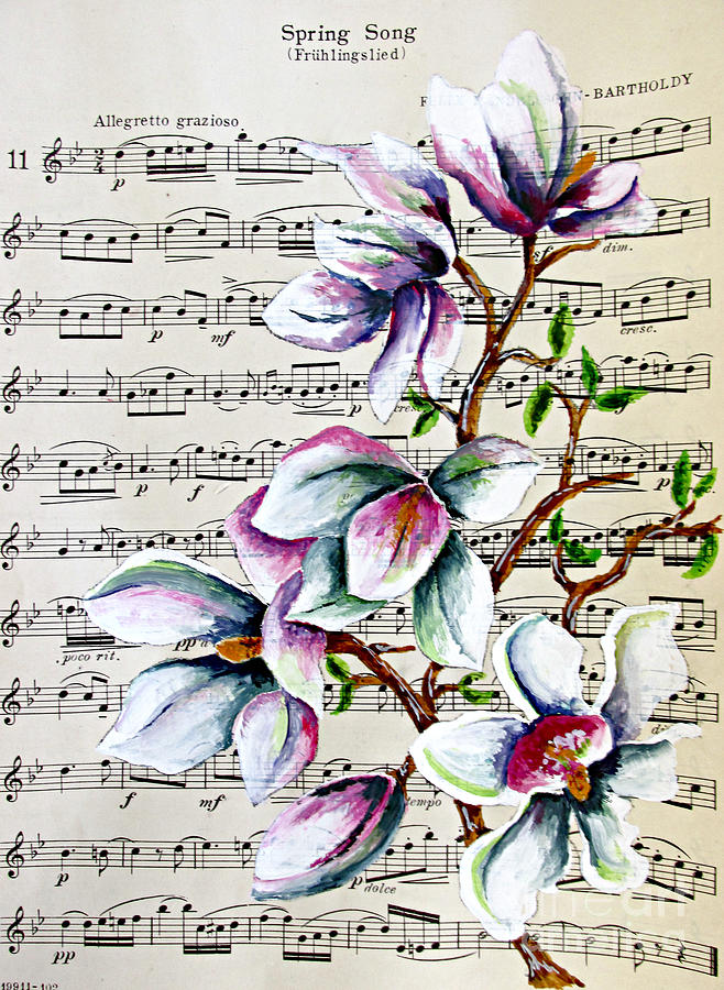 Musical Magnolias _ ORIGINAL FOR SALE Painting by Janet Cruickshank