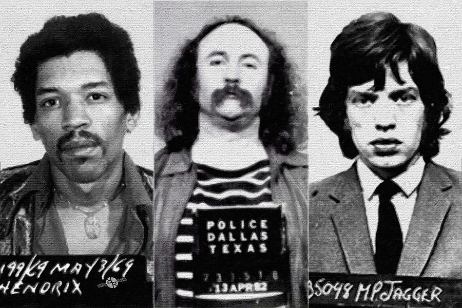 Jimi Hendrix Painting - Musical Mug Shots Three Legends Original Painting 1 by Tony Rubino Jimi Hendrix Painting - Musical Mug Shots Three Legends Original Painting 1 by Tony Rubino