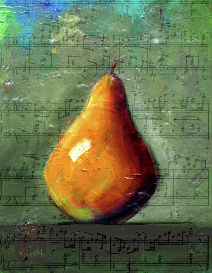 Music Mixed Media - Musical Pear by Nancy Merkle