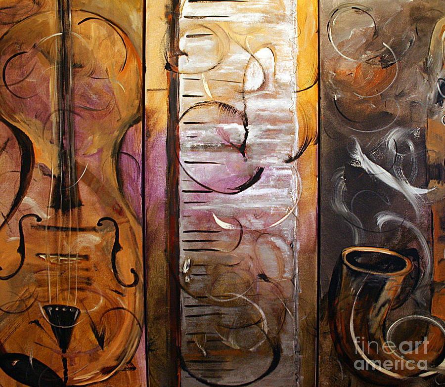 Musical Triptych Painting by Denice Rinks