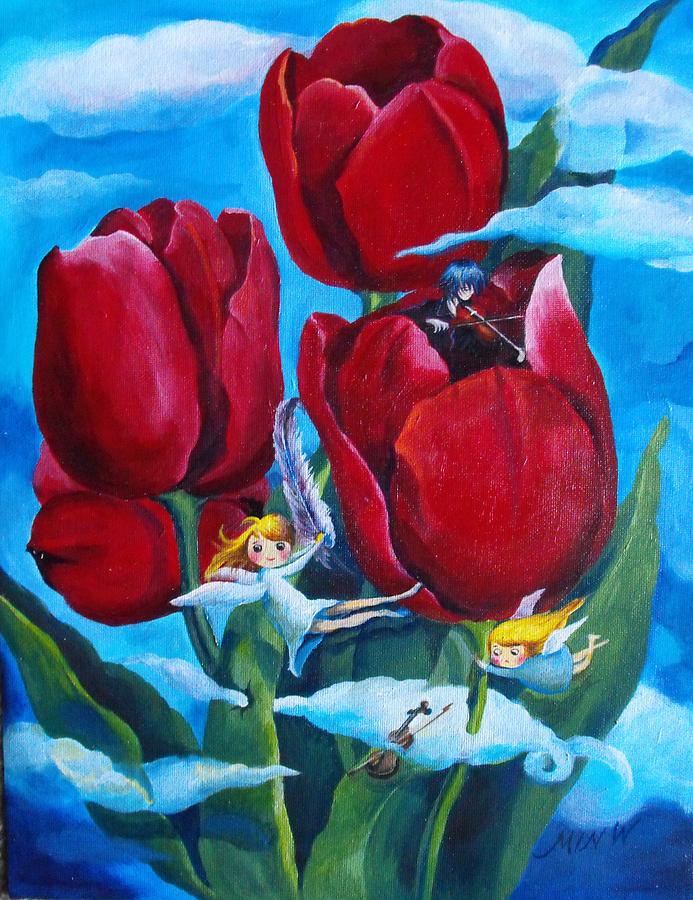 Musical Tulips Painting by L R B