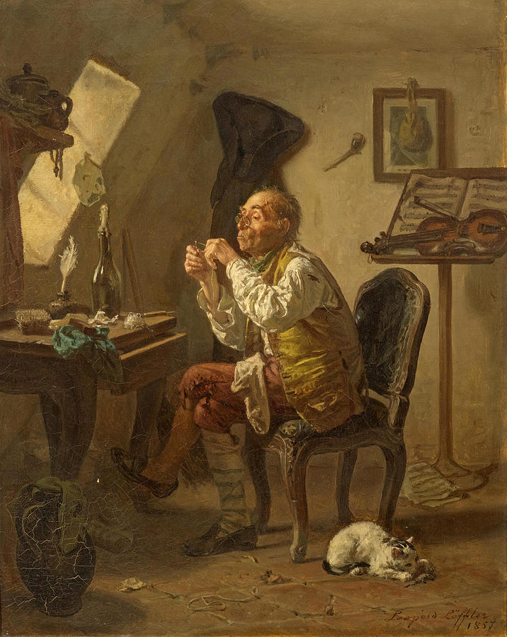 Musician in his room Painting by Leopold Loeffler