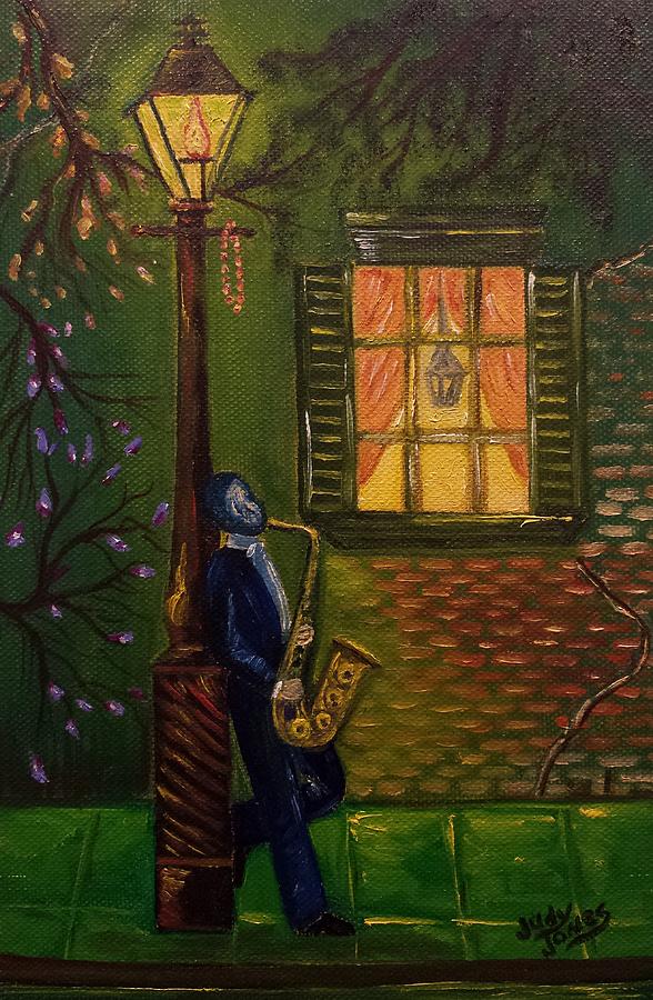 New Orleans Painting - Musician On The Street by Judy Jones