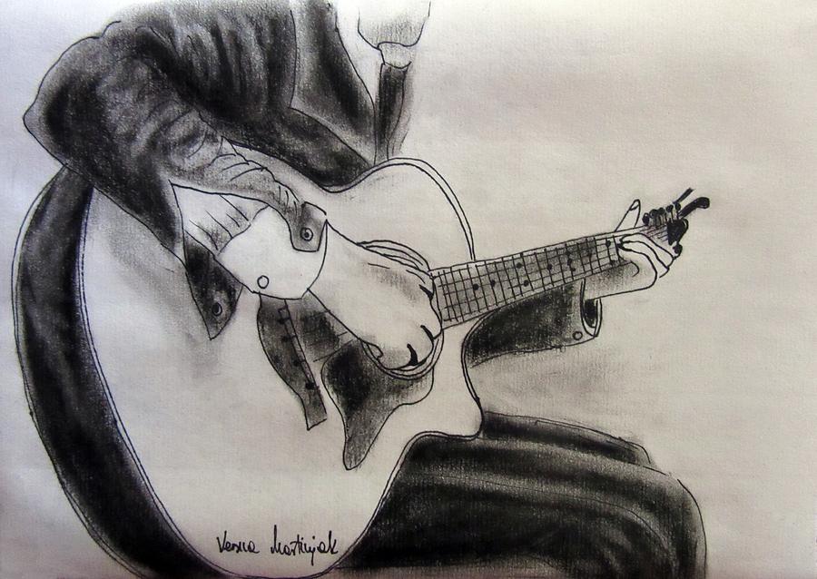 Musician Drawing by Vesna Martinjak