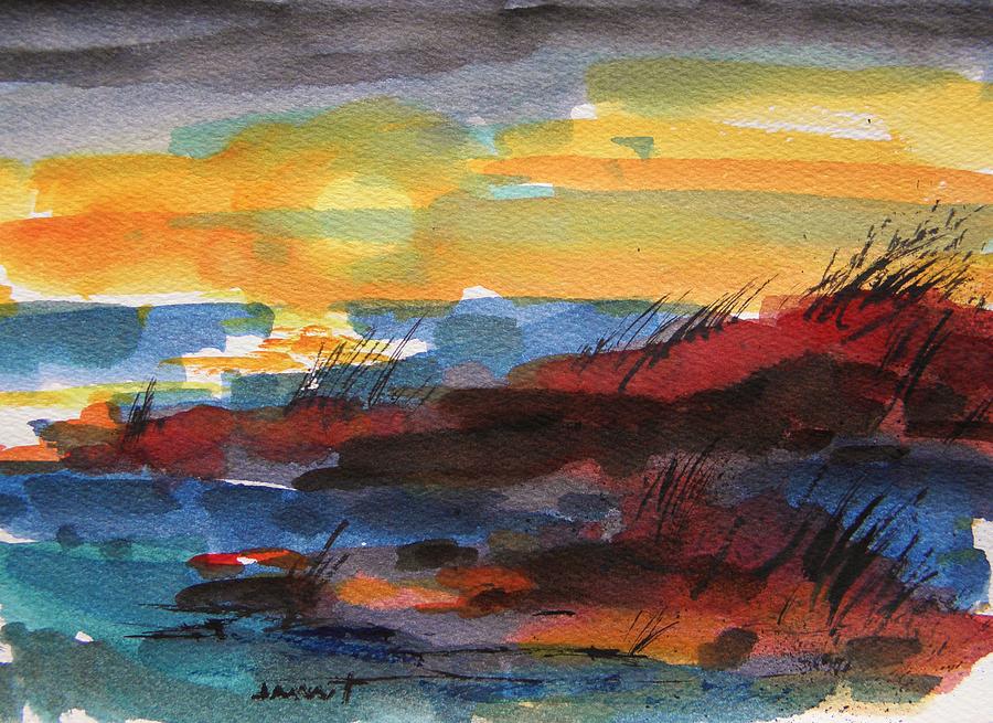 Musings-Sunrise on Rocks Painting by John Williams