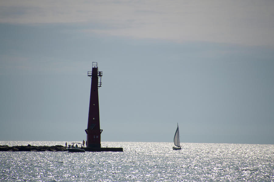 Muskegon Michigan South Breakwater Beacon 02 Photograph by Thomas Woolworth
