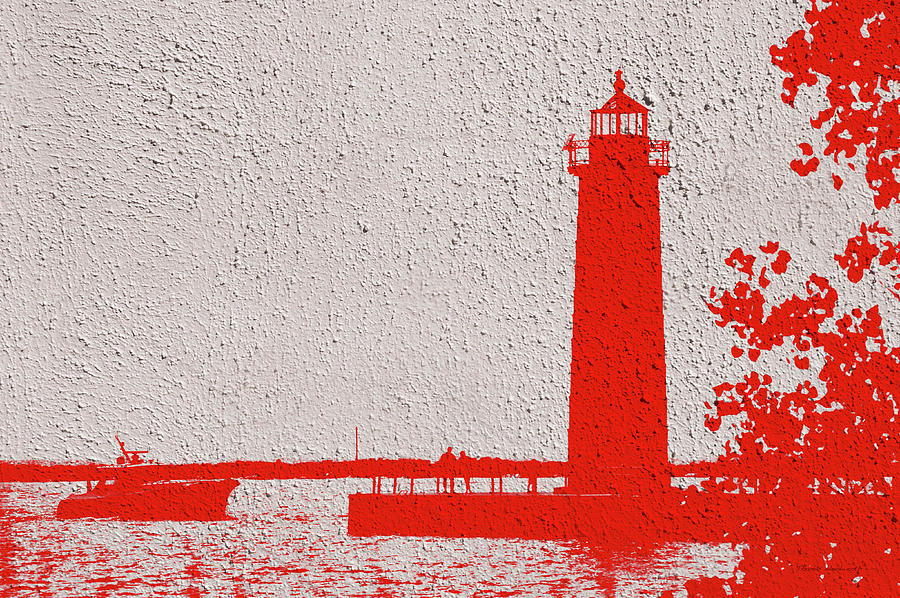 Muskegon Michigan South Light Pier Red Textured Photograph by Thomas Woolworth