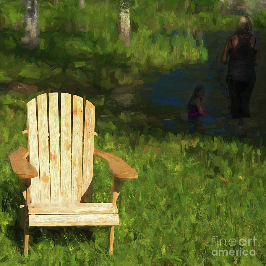 Muskoka Chair and Mother with Daughter Photograph by Les Palenik