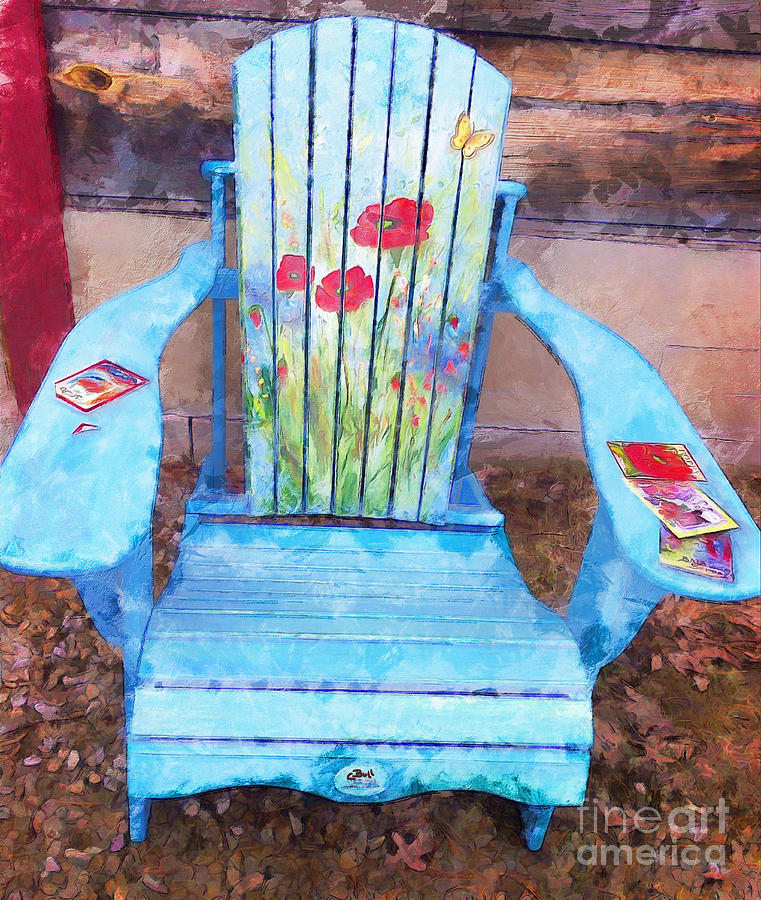 Muskoka Chair with Flowers Painting by Claire Bull