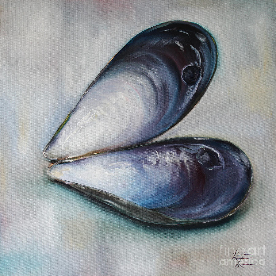 Beach Painting - Mussel Shells by Kristine Kainer