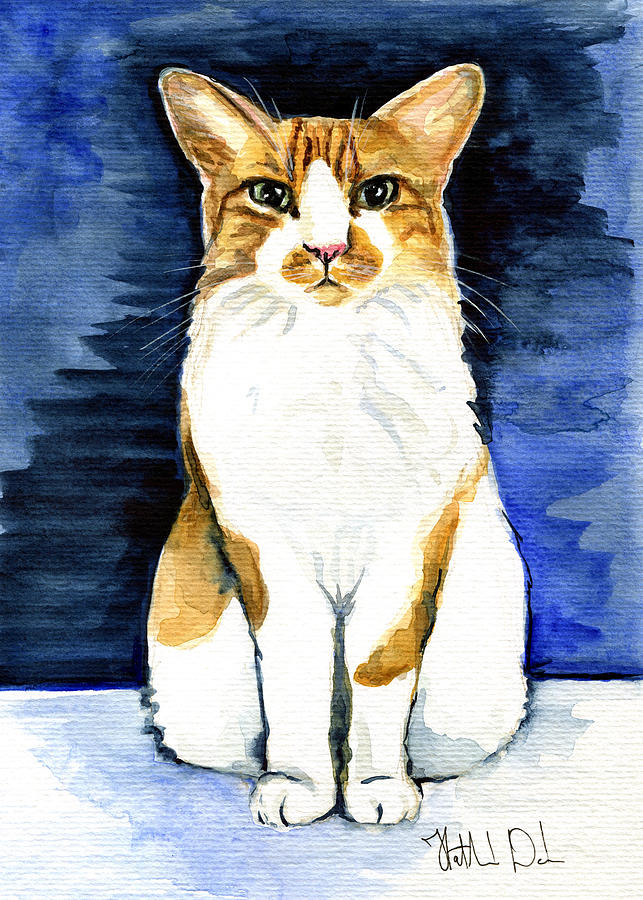 Cat Painting - Mustached Bicolor Beauty - Cat Portrait by Dora Hathazi Mendes