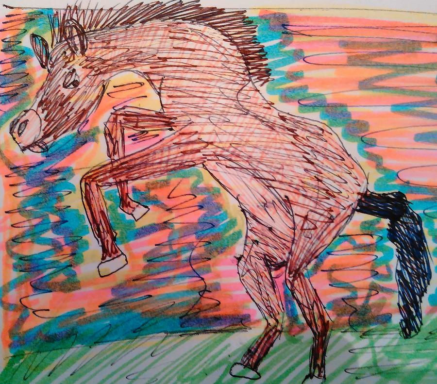 Mustang Mixed Media by Andrew Blitman