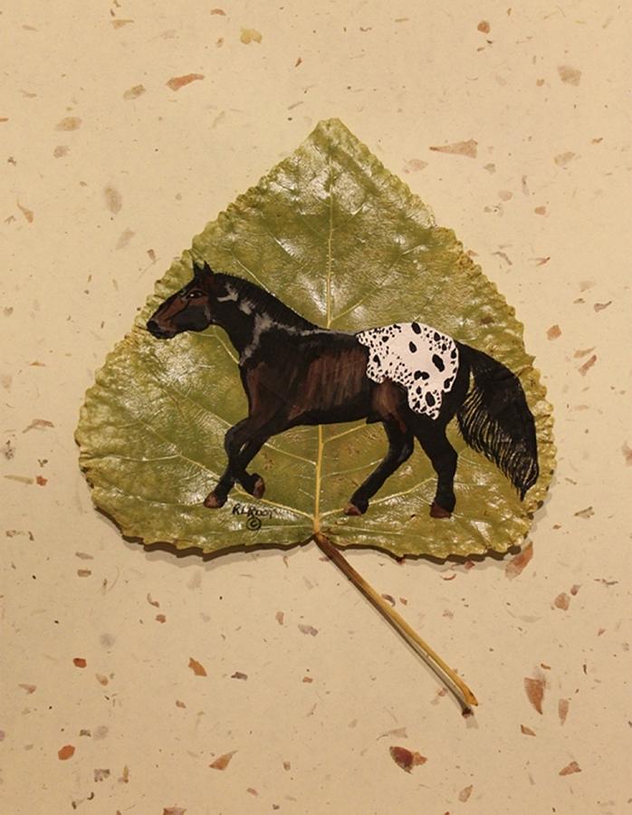 Mustang Appaloosa on Poplar Leaf Painting by Ralph Root