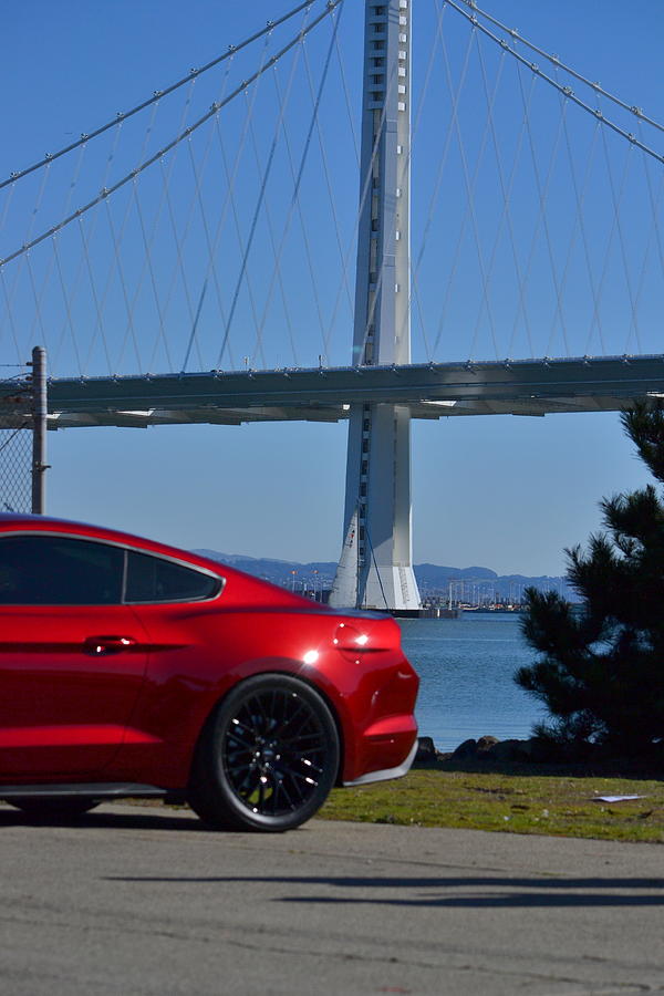 Mustang at new span of Bay Bridge SF Photograph by Dean Ferreira