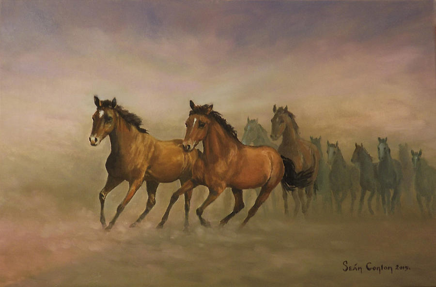 Horse Painting - Mustang Freedom by Sean Conlon