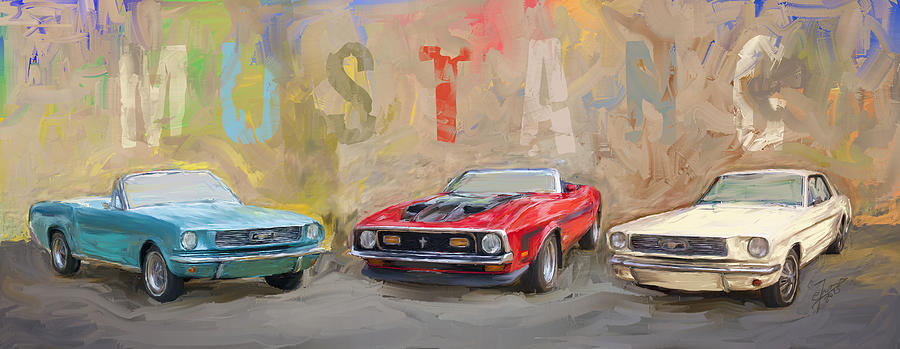 Mustang Panorama Painting Digital Art